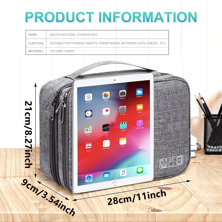 Convenient Storage Bag Portable Digital Product Zipper Pack Space Saving Data Cable Charger Hard Drive Belongings Organize Pouch