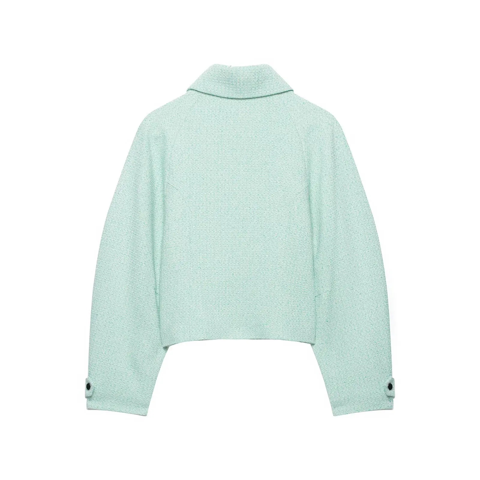 Cross-border 2026 European and American style autumn and winter fashion casual simple zipper turtleneck textured jacket coat