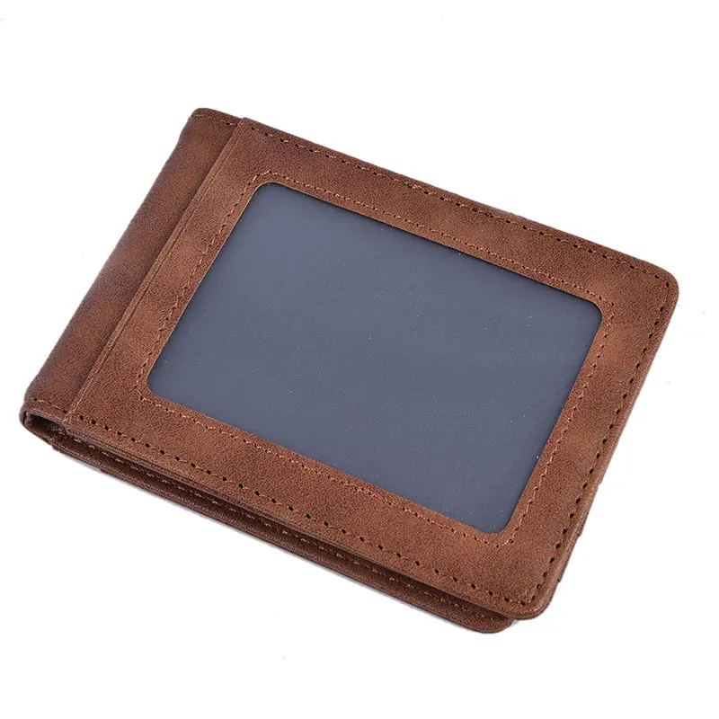 Hot Sale RFID Men's Leather Slim Bifold Money Clip Wallet Front Pocket Credit Card Holder