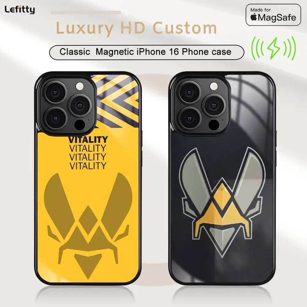 

Cs2 Team Vitality Logo Phone Case For iPhone 16 15 14 13 12 11 Pro Max Plus Mini Magnetic Magsafe Wireless Charging Cover
