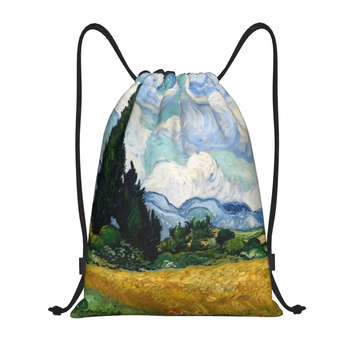 

Custom Wheat Field With Cypresses Drawstring Backpack Sports Gym Bag for Men Women Vincent Van Gogh Shopping Sackpack