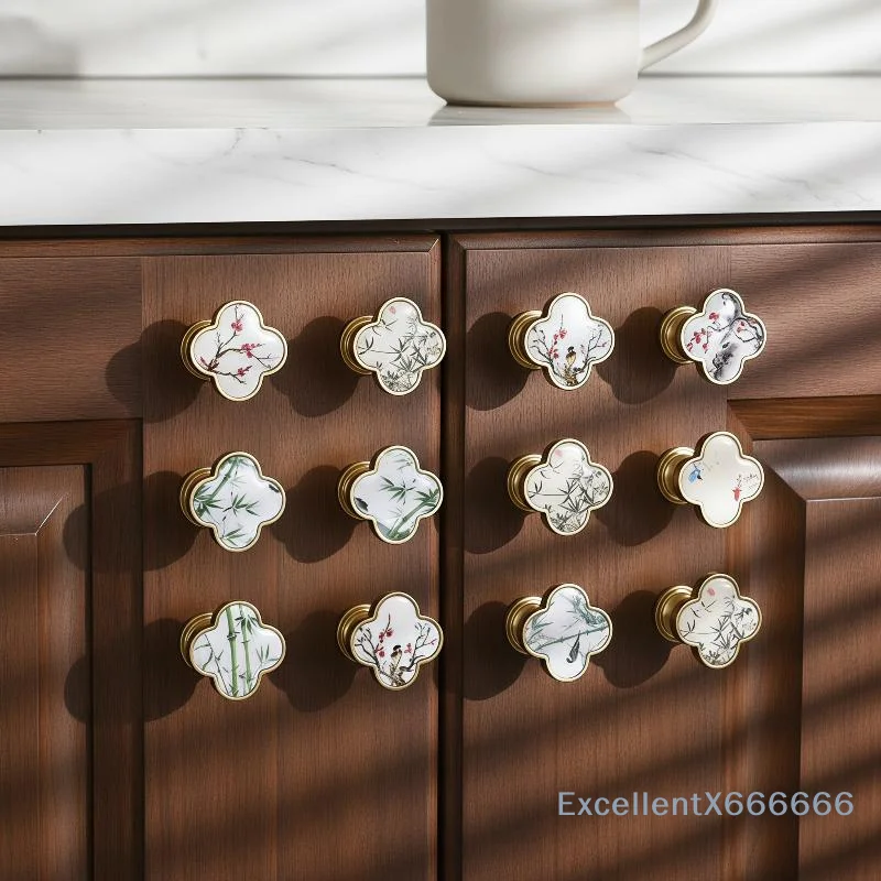 Cabinet Knobs Rust-Proof Zinc Alloy Delicate Art Patterns Scratch Resistant for Bedroom Wardrobe Cupboard Home DIY Decoration