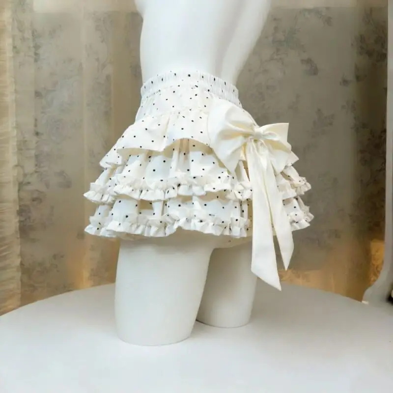 Harajuku Women's Skirt Cute Sweet Bow Polka Dot Short Skirt Summer Girls Ruffles Cake Layered Skirts Y2K Girls Mini Skirts Gift