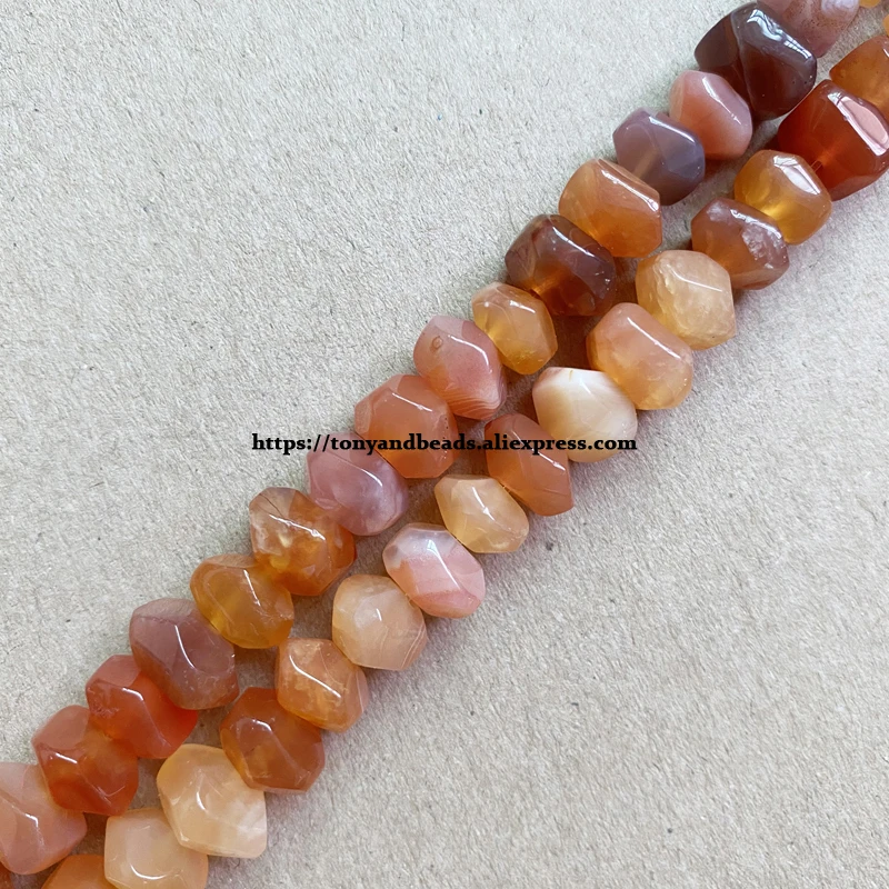 Semi-precious Stone Irregular Faceted Rondelle Orange Botswana 7