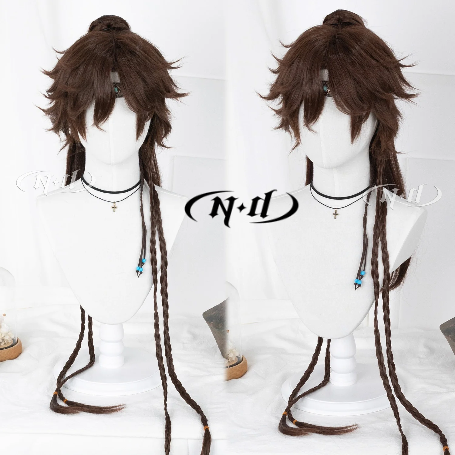 

ND Braids Brown Ancient Hanfu Hanbok Kimono Samurai Chinese Korean Japanese Costume K-Pop Cosplay Wigs Hair Hairpiece Cosplayer