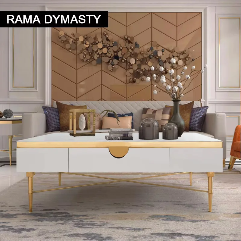 

Modern Morocco New Classical Postmodern Square Stainless Steel Coffee Table Tea Table for Living Room