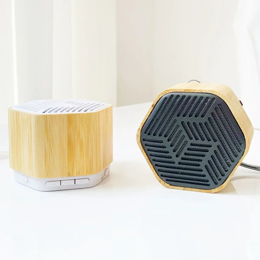 Portable Blue Tooth Bamboo Speaker Mic USB RGB LED Lighting High Outdoor TWS Speakers