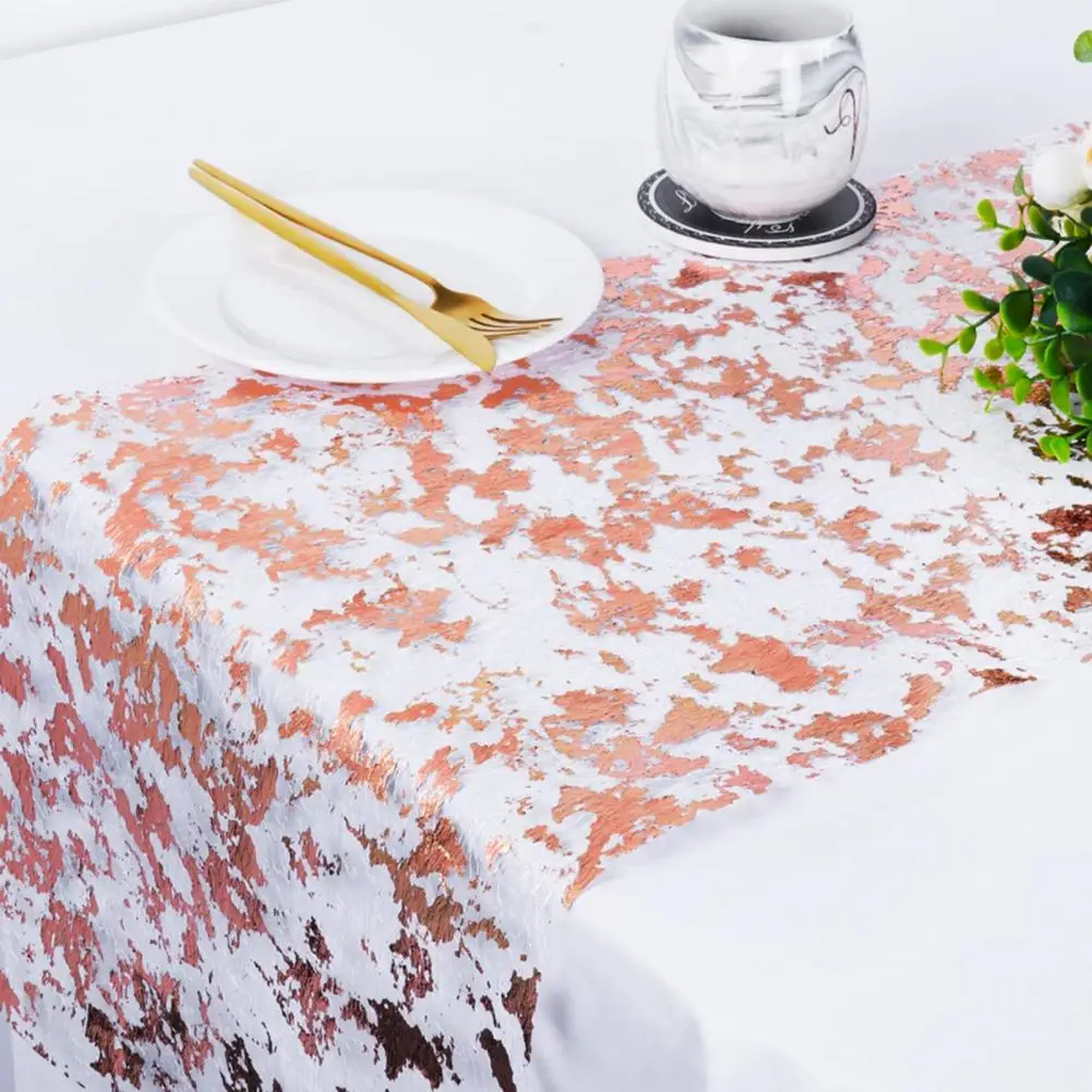 Foil Golden Stamping Dining Table Runner Banquet Table Decoration Boho Beach Wedding Party Table Decor Christmas Table Runners