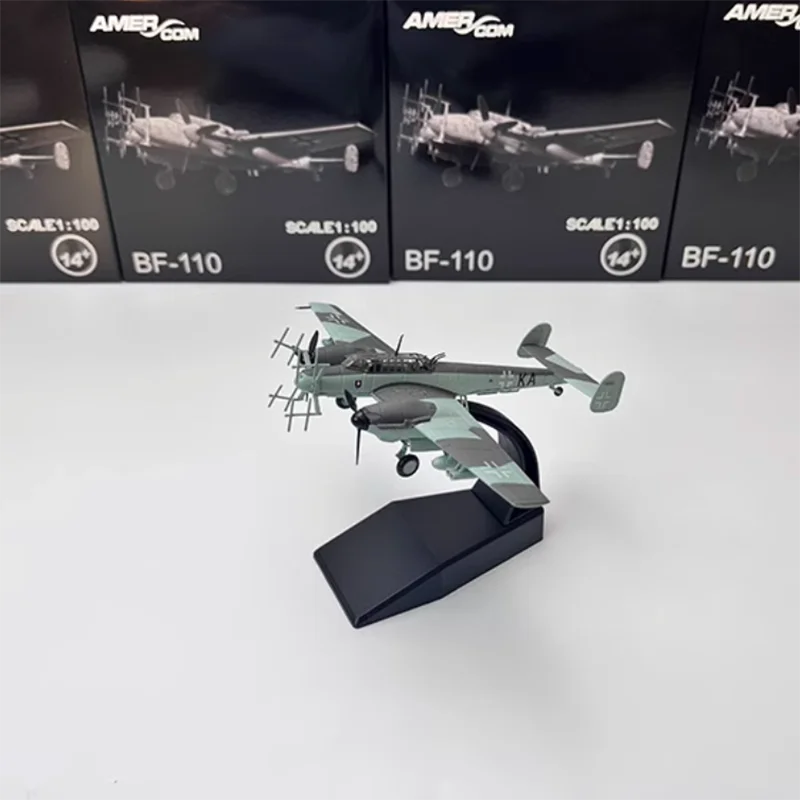 مقياس 1:100 الألمانية BF110 مصغرة محاكاة الطائرات العسكرية سبيكة معدنية يموت الصب لعبة نموذج الصبي لعبة الديكور هدية العرض