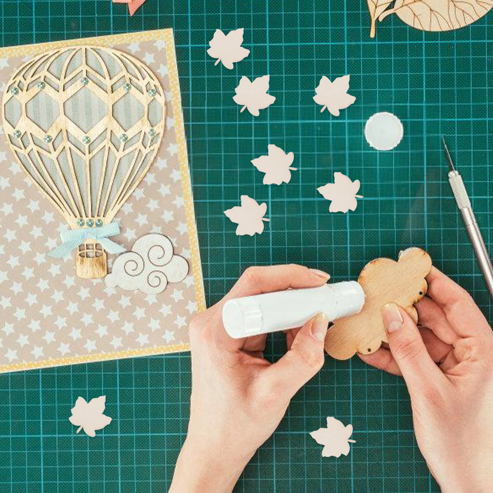 

50 Pcs Maple Leaf Accessories H made Fall Leaves Fake Cutouts Decorative Paintings Wood DIY Crafts Supplies Unfinished Slices