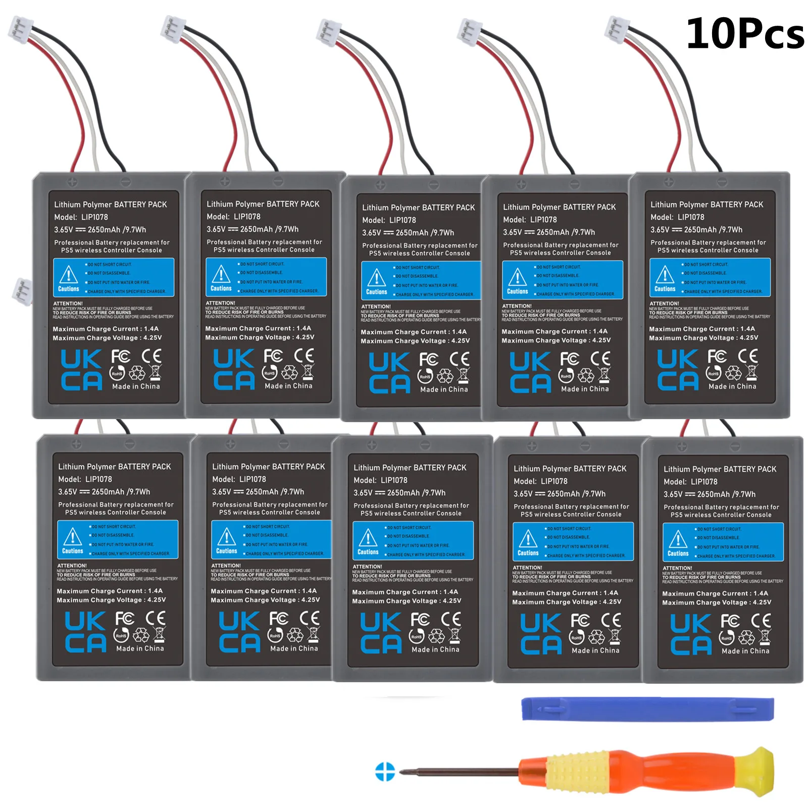 10pc PS5 Controller Battery 2650mAh LIP1708 Replacement Battery for Sony Playstation 5 DualSense CFI-ZCT1W Wireless Controller