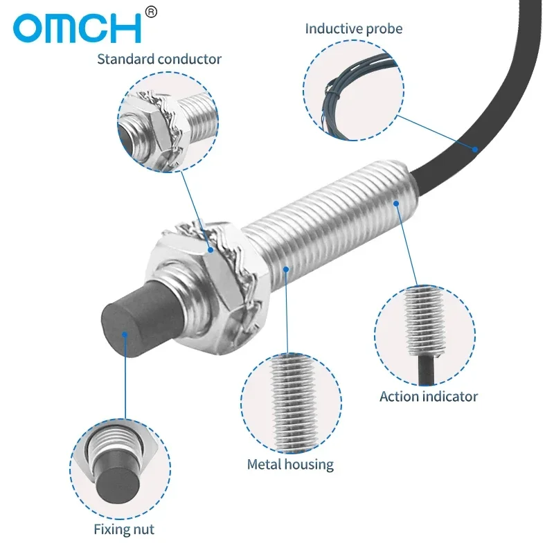 OMCH Long Distance M8 Inductive Proximity Sensor Switch Detection Range 2mm NPN PNP NO NC