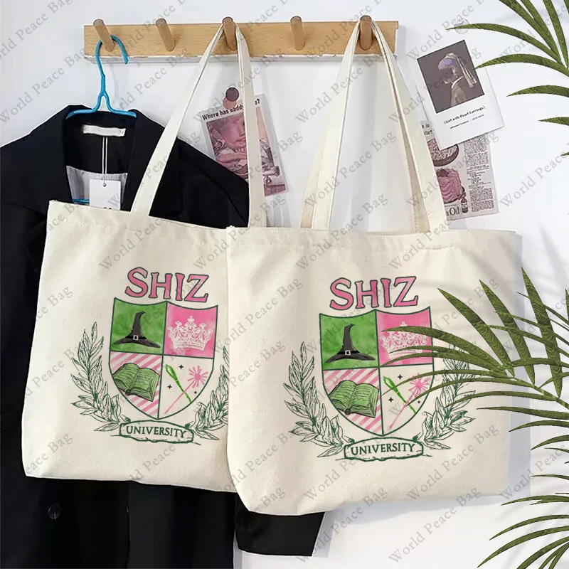 1 pc SHIZ UNIVERSITY Wicked Colorful Broomstick Magic Wand pattern Tote Bag Canvas Shoulder Bag For Travel Daily Commute