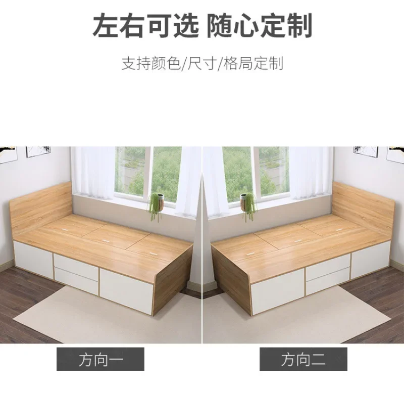 Small apartment: Tatami single bed 1.2 meters, high box storage board bed with drawers, double bed 1.5 meters