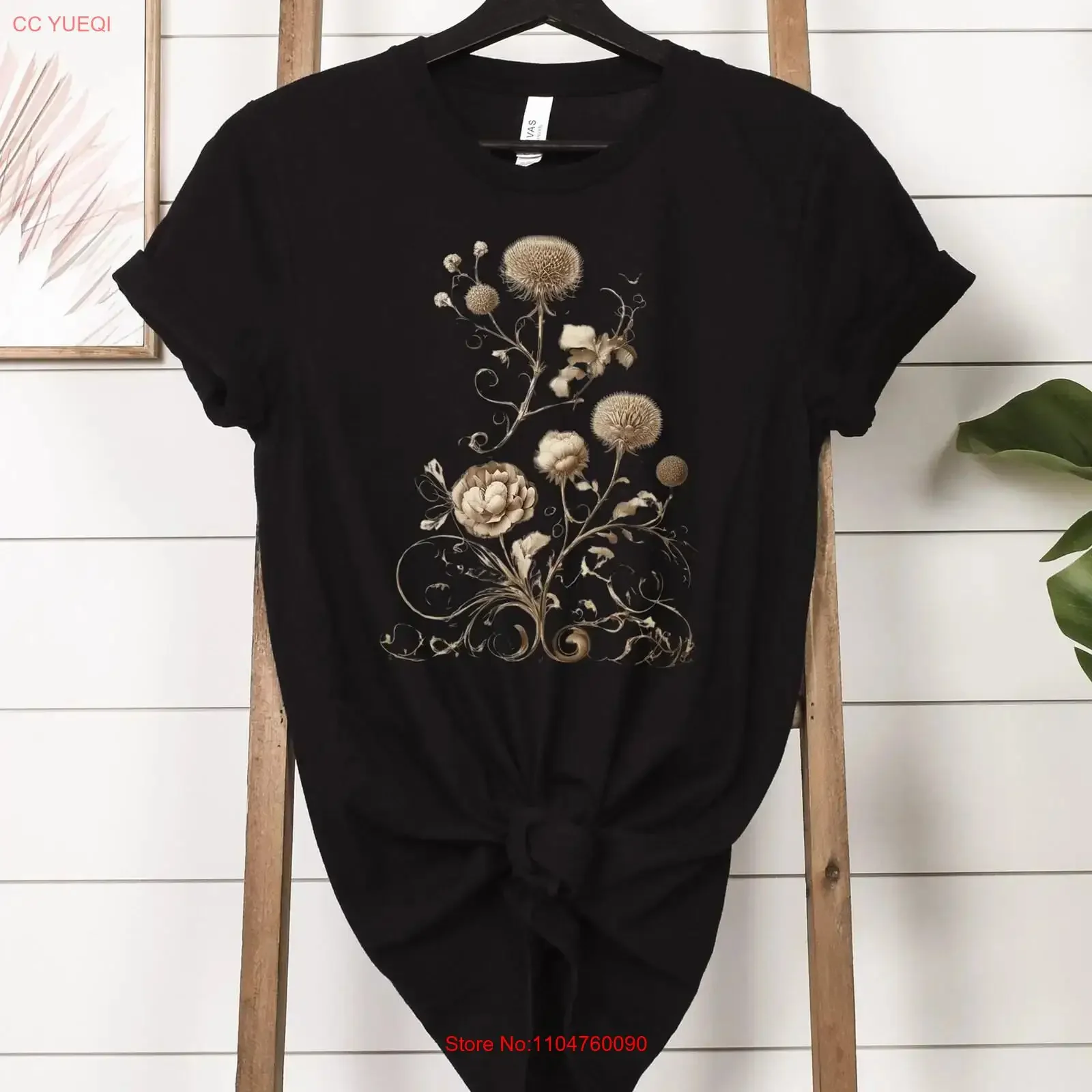 Boho Botanical Floral T Shirt Summer Vibes Organic Cotton Nature Lover Casual Wear Birthday Present vintage Washed homme