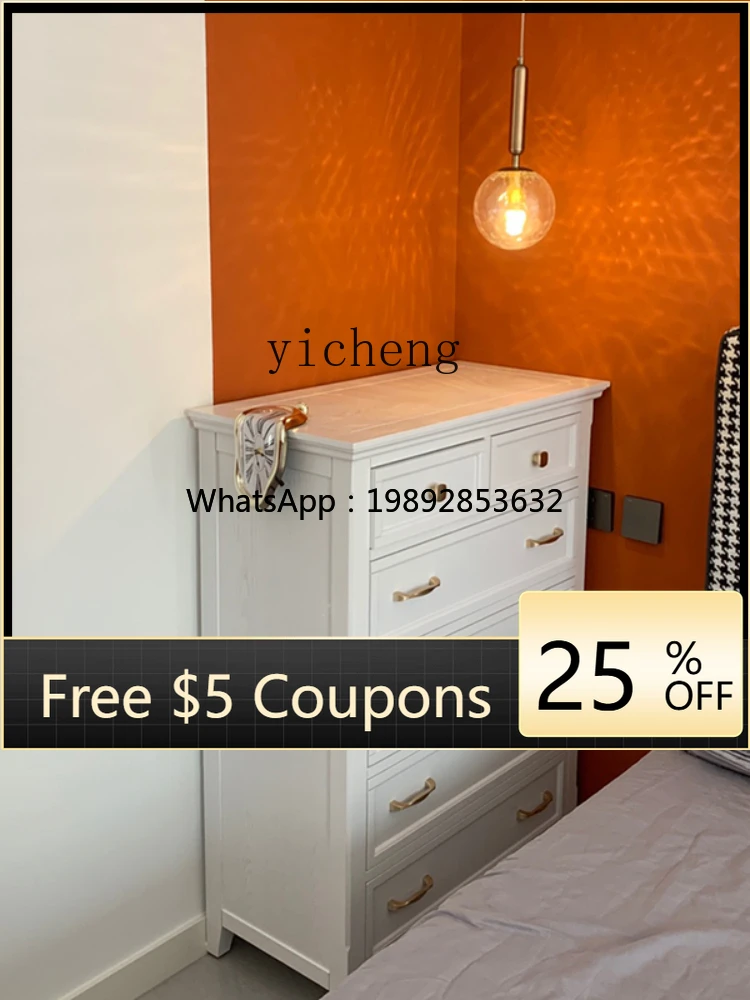 AB  Solid Wood White Chest of Drawers Bedroom Cabinet Storage 6 Buckets Chest of Drawer