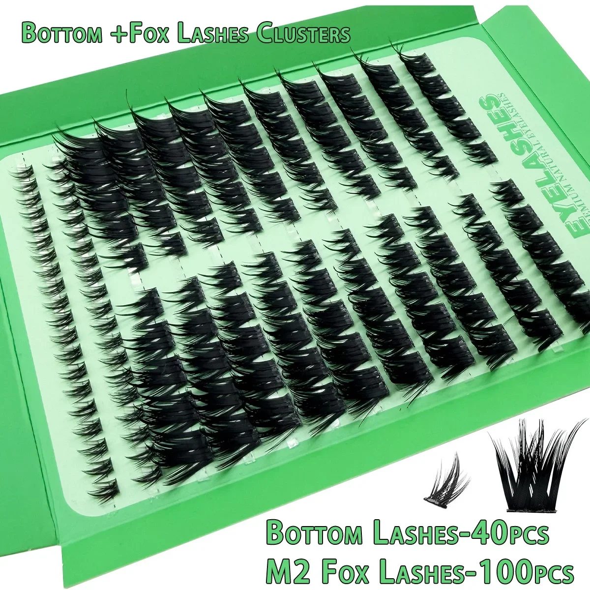 HBZGTLAD Vorgefertigte Fox-Eye Fluffy Lashes Manga Wimpernbüschel Natürliche Katzenaugen-Wimpern mit Spitzen-Wimpernbüscheln und unteren Wimpern – Detail 8