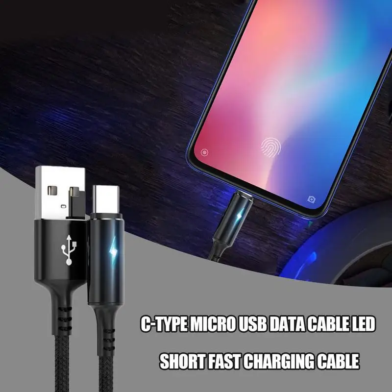 USB-C-Ladekabel Schnell ladekabel Typ-C-Nylon mit LED-Licht Schnell ladekabel für Telefon und Laptop Auto-Off-Typ-C
