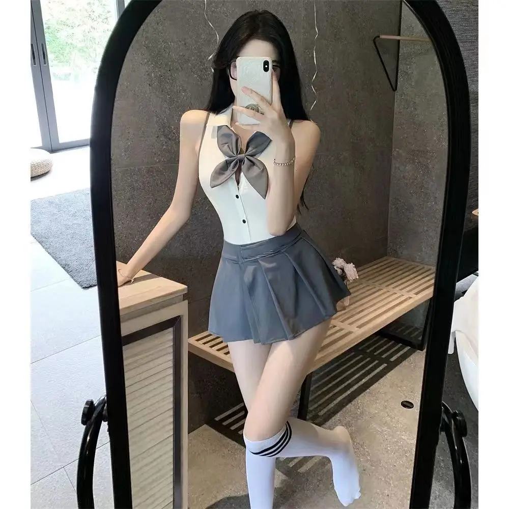 Porno Women Sexy School Girl Costumes Cosplay Babydoll Underwear Sexy Lingerie Suspender Student Uniform Japanese Role Play