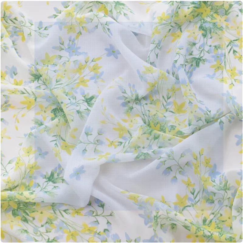 

Fabric small floral composite silk high twist chiffon printed fabric handmade DIY fabric