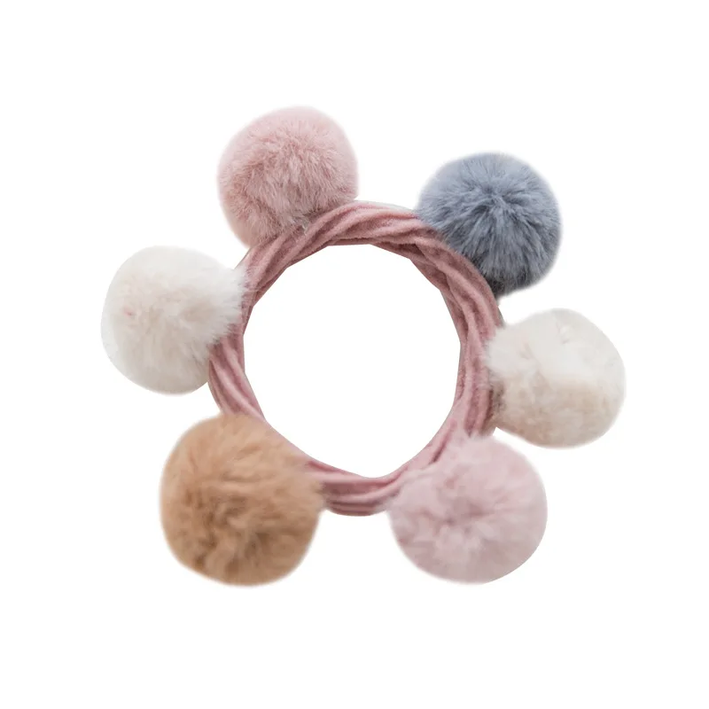 Lovely woman Pompom Hair Ties Girls Elastic Hair Band Rubber Band Hair Accessories Gum Rope Cute Scrunchies Ponytail Holder