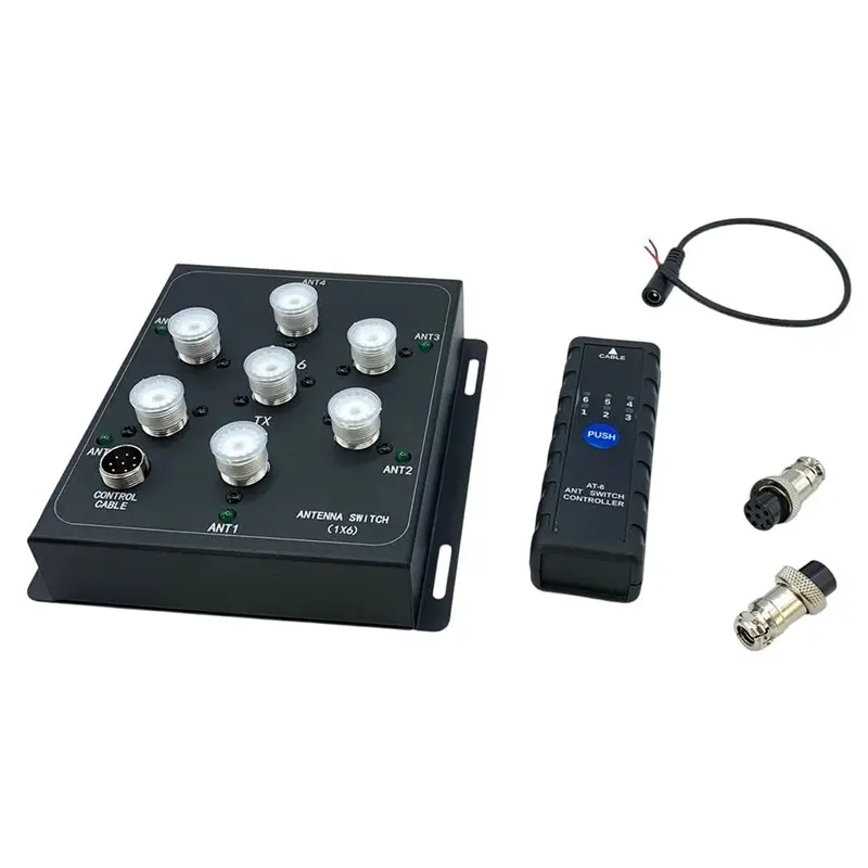 

24-Hour Delivery High Power AT16 6-Way Coaxial Remote Antenna Switch 1.8Mhz-55Mhz 800W PEP For Base Station/Handheld Radios