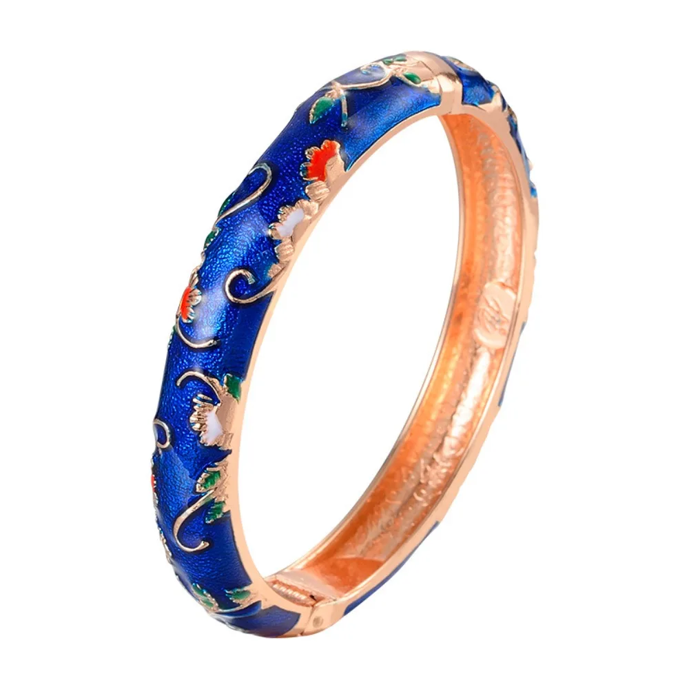 

Open Drip Oil Enamel Bracelet Traditional Vintage Vintage Cloisonne Bangle Ethnic Hawaiian Hollow Out Flower Bangle Woman