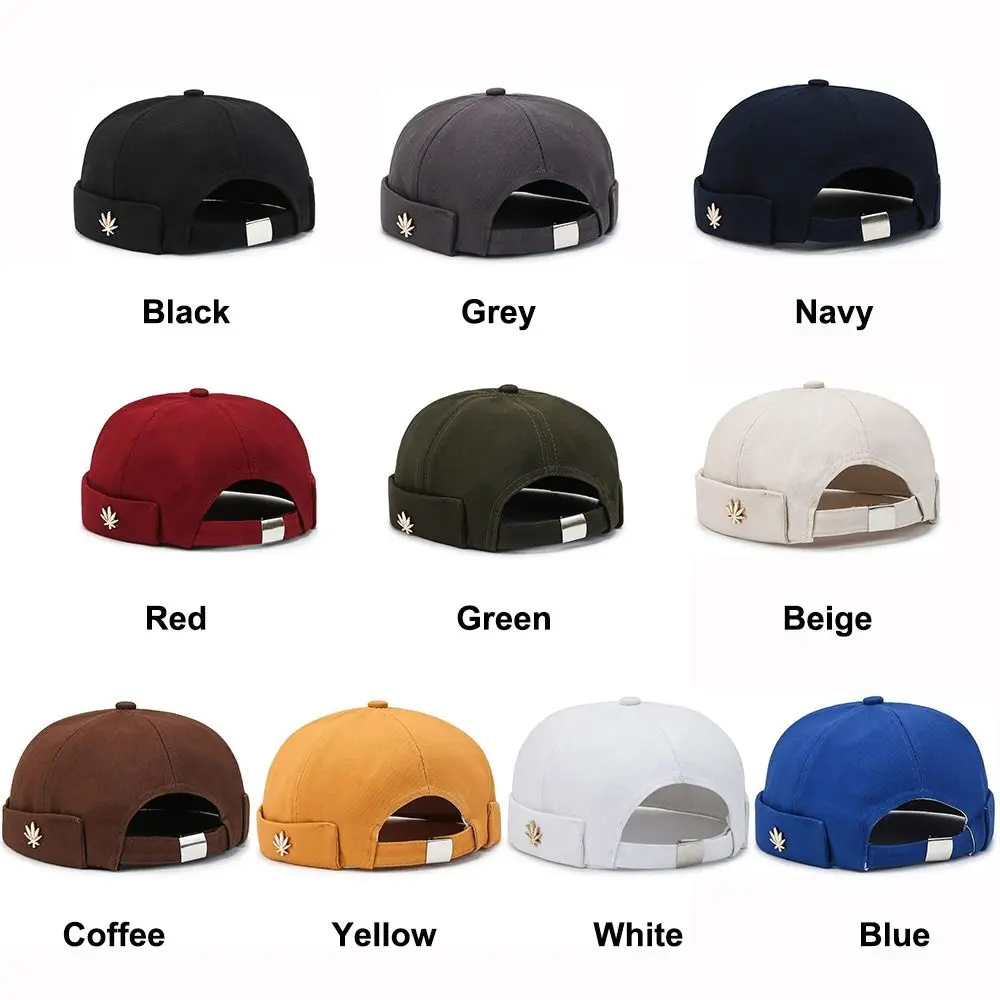 Fashion Curved Brim Beanie Hats Metal Maple Leaf Adjustable Baseball Cap Hip Hop Cap Four Seasons