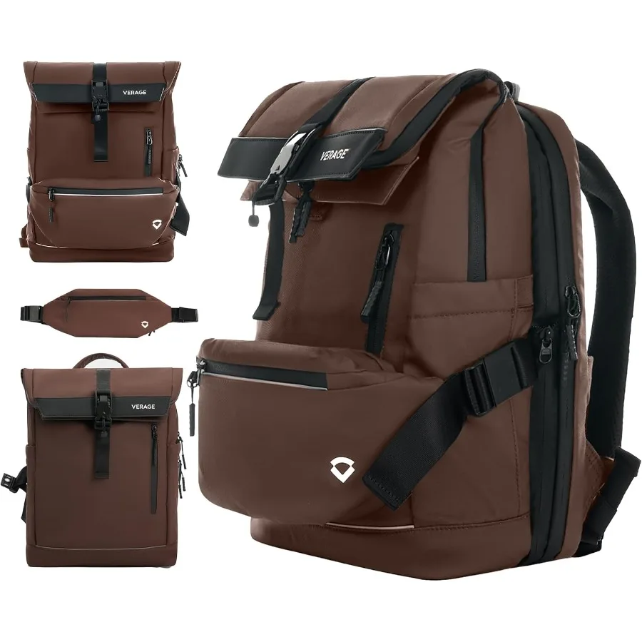 حقيبة ظهر للكمبيوتر المحمول Verage Pulse 2 في 1 مقاس 16 بوصة مع حقيبة حبال يومية قابلة للفصل بحجم العنصر الشخصي وقابلة للتوسيع ومقاومة للماء