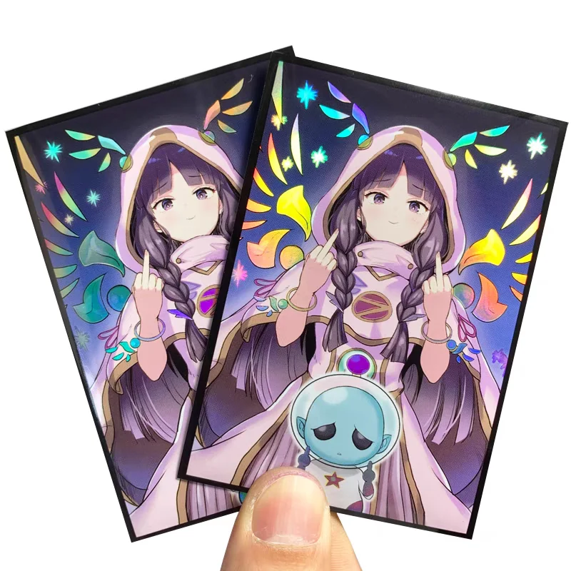 50개/팩 유희왕! 사원의 요술사 카드 슬리브 Yu-Gi-Oh! TCG OCG 트레이딩 카드 홀로그램 샤인 프로텍터 케이스 커버