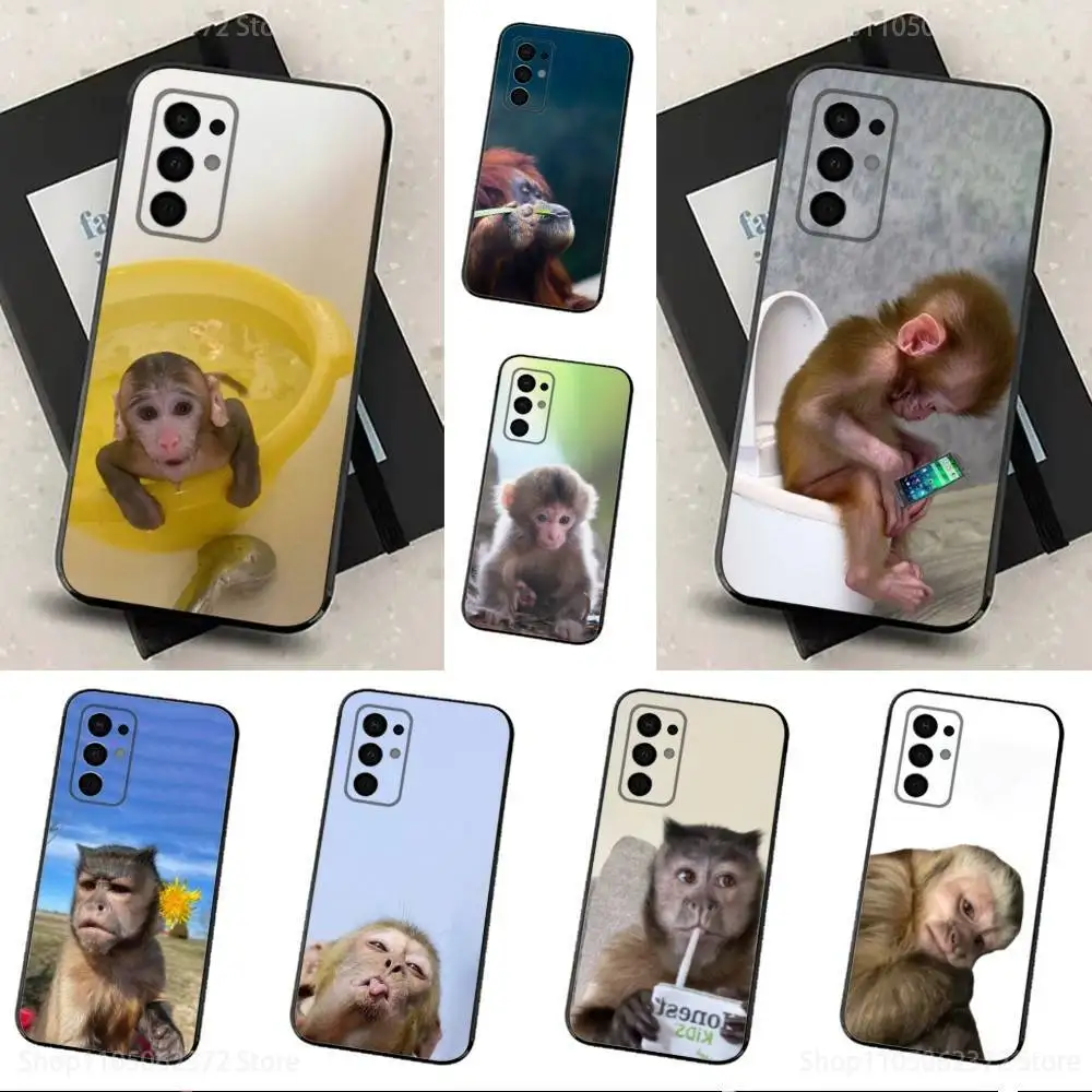 

Funny Monkey Sipping Phone Case For Samsung Galaxy A13,A21s,A22,A31,A32,A52,A53,A71,A80,Soft Black Shell