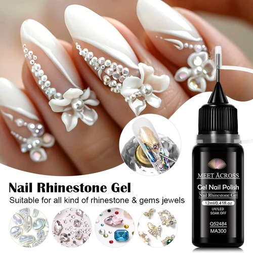 Pegamento de diamantes de imitación para uñas, 12ml, Gel súper fuerte, pegamento para uñas, abalorio para uñas 3D, decoración de Gel ostentoso, gema, arte de uñas, diamante