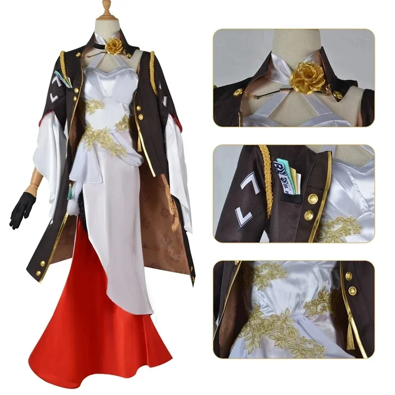 Anime Spel Honkai Star Rail Cosplay Honkai Himeko Cosplay Kostuum Sexy Avond Uniform Halloween Voor Vrouwen Jurk Rode Cospaly Pruik