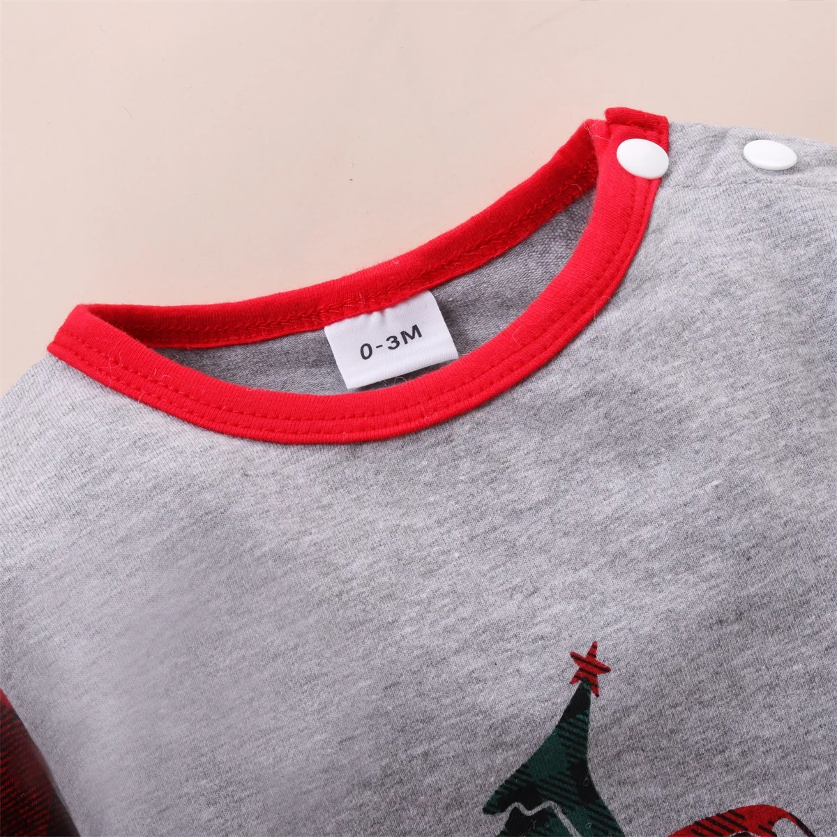 طفل رومبير ربيع الخريف عيد الميلاد كتلة اللون طويلة الأكمام طباعة نيسيي ملابس الرضع Babygrow الطفل السروال القصير