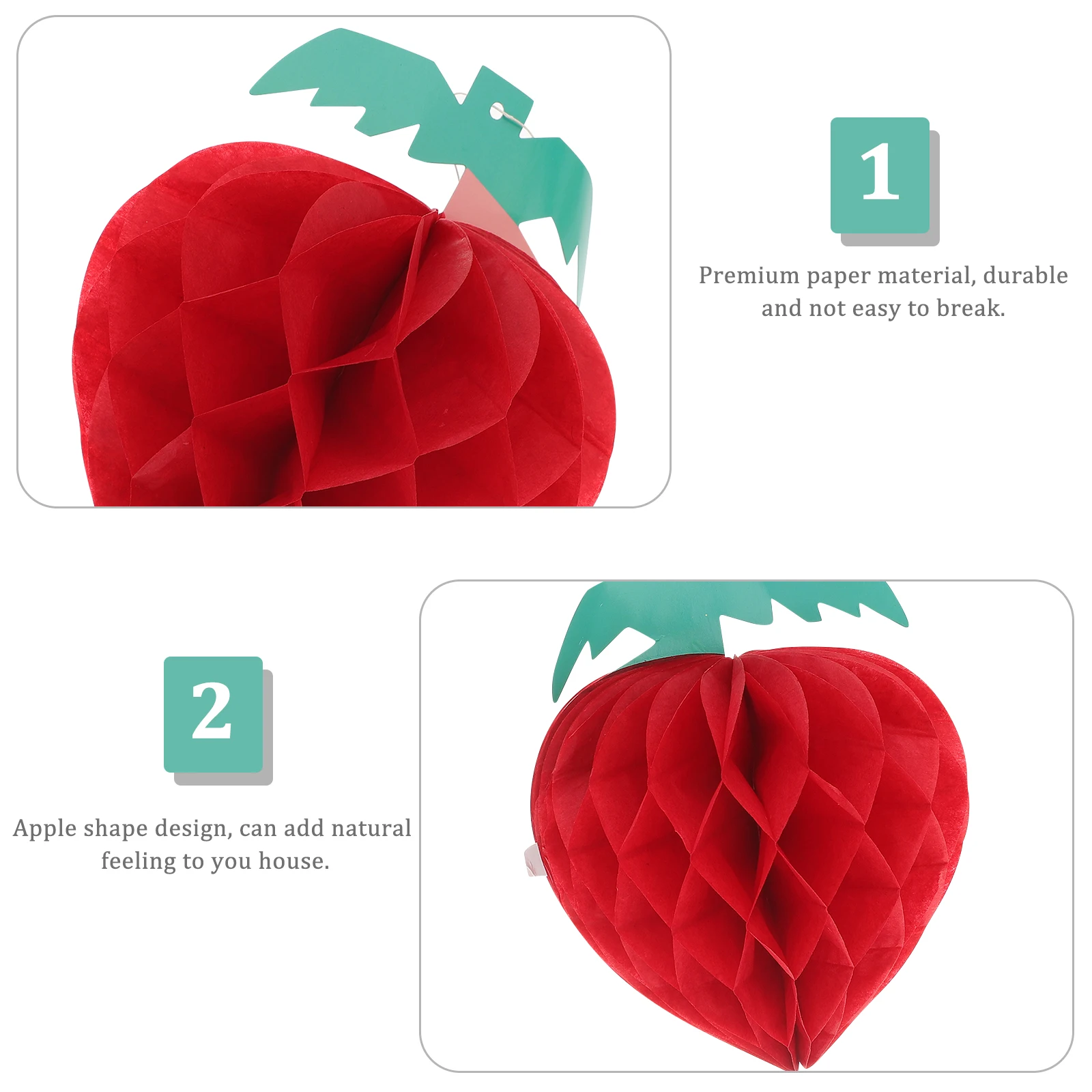 10 pcs Honeycomb Apple Paper Balls Decorations Premium Garland Red Party Supplies Wedding Christmas DIY