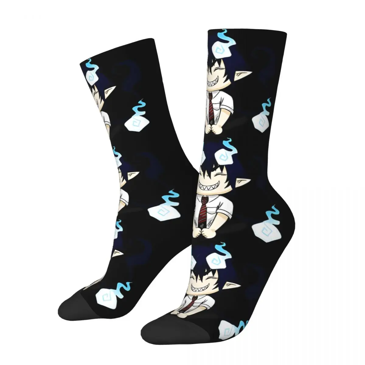 Funny Crazy compression Sock for Men Rin Okumura Ao No Exorcist Hip Hop Vintage Blue Exorcist Anime Happy Seamless Crew Sock