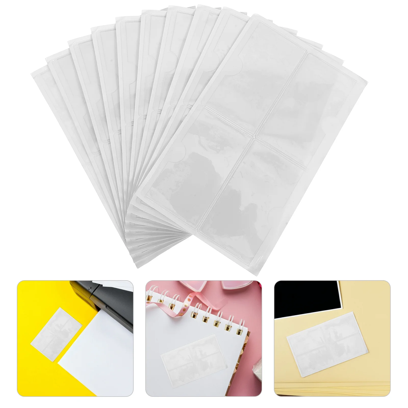 

40Pcs Self-Adhesive Clear Label Holders Plastic Pocket Sleeves Transparent Card Holders for Storage Bins Shelves Library Office