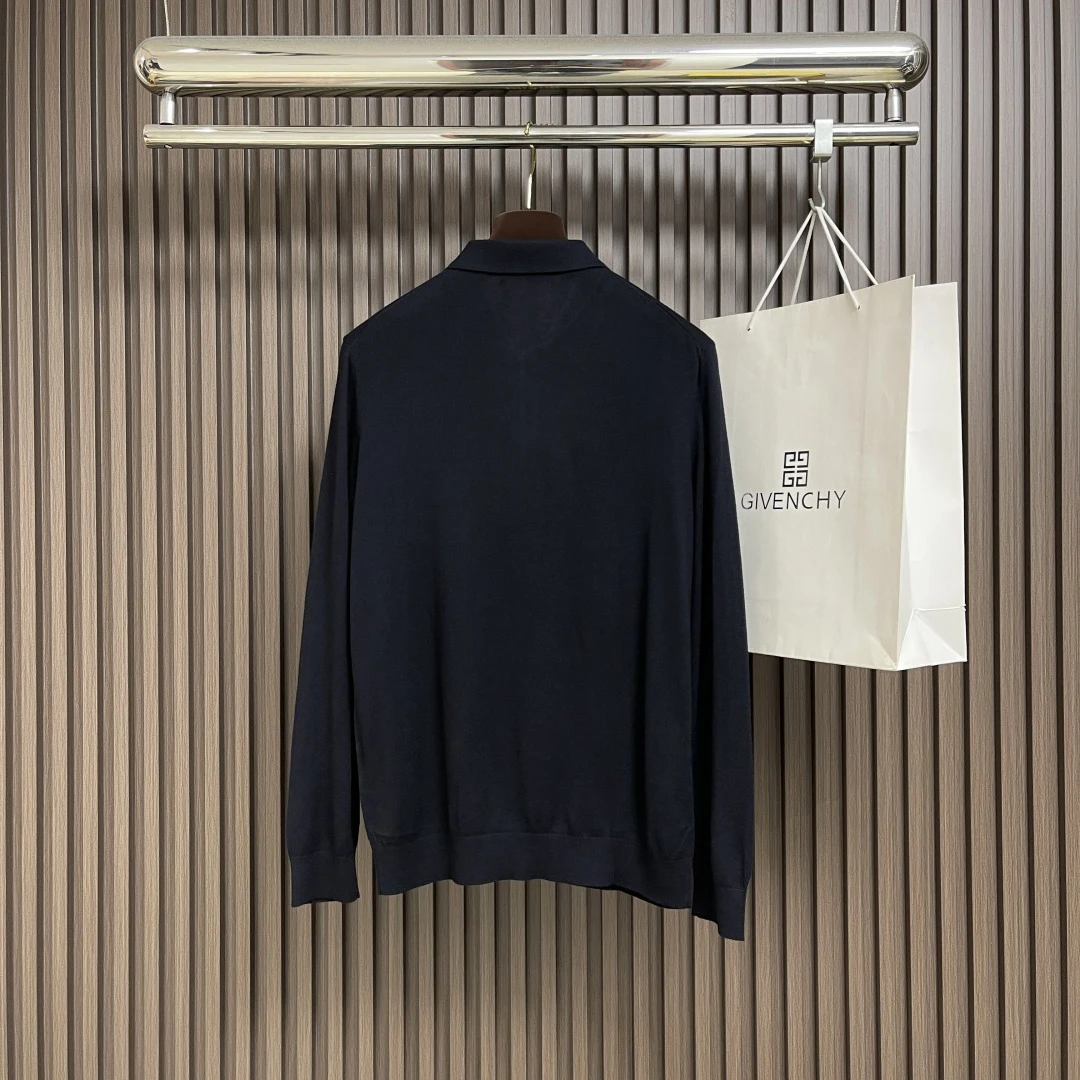 เสื้อสเวตเตอร์ถักคอปกแขนยาวผู้ชาย สไตล์เรียบง่าย สีพื้น สำหรับฤดูใบไม้ร่วงต้น แบรนด์ Kiton