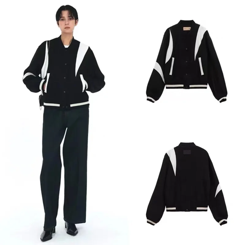 

Matin Km Асимметричный цвет Blo Design Бейсбольная куртка Верхняя одежда для женщин Осенняя мода Модное пальто из смеси полиэстера