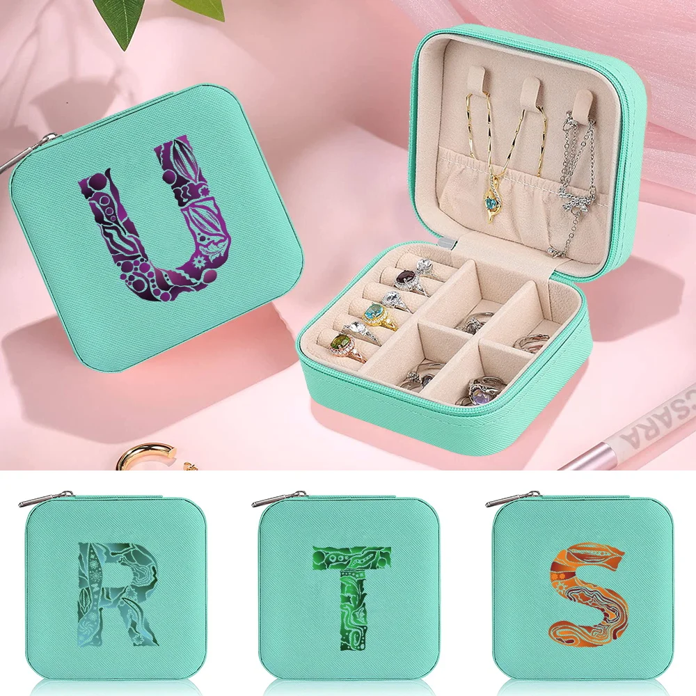 

Fashionable Women's Jewelry Storage Box Square Jewels Case Device Engrave Image Series PU Leather Waterproof Organizer Boxes