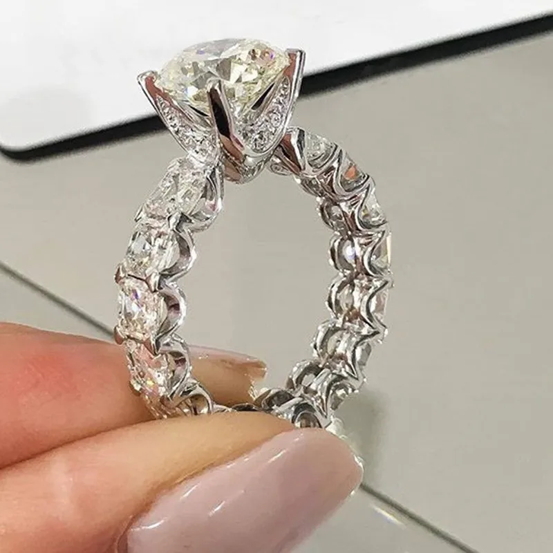 Cincin Tunangan Desainer Perak Murni 925 Retro Antik Mewah untuk Hadiah Pesta Wanita Perhiasan Jari Grosir