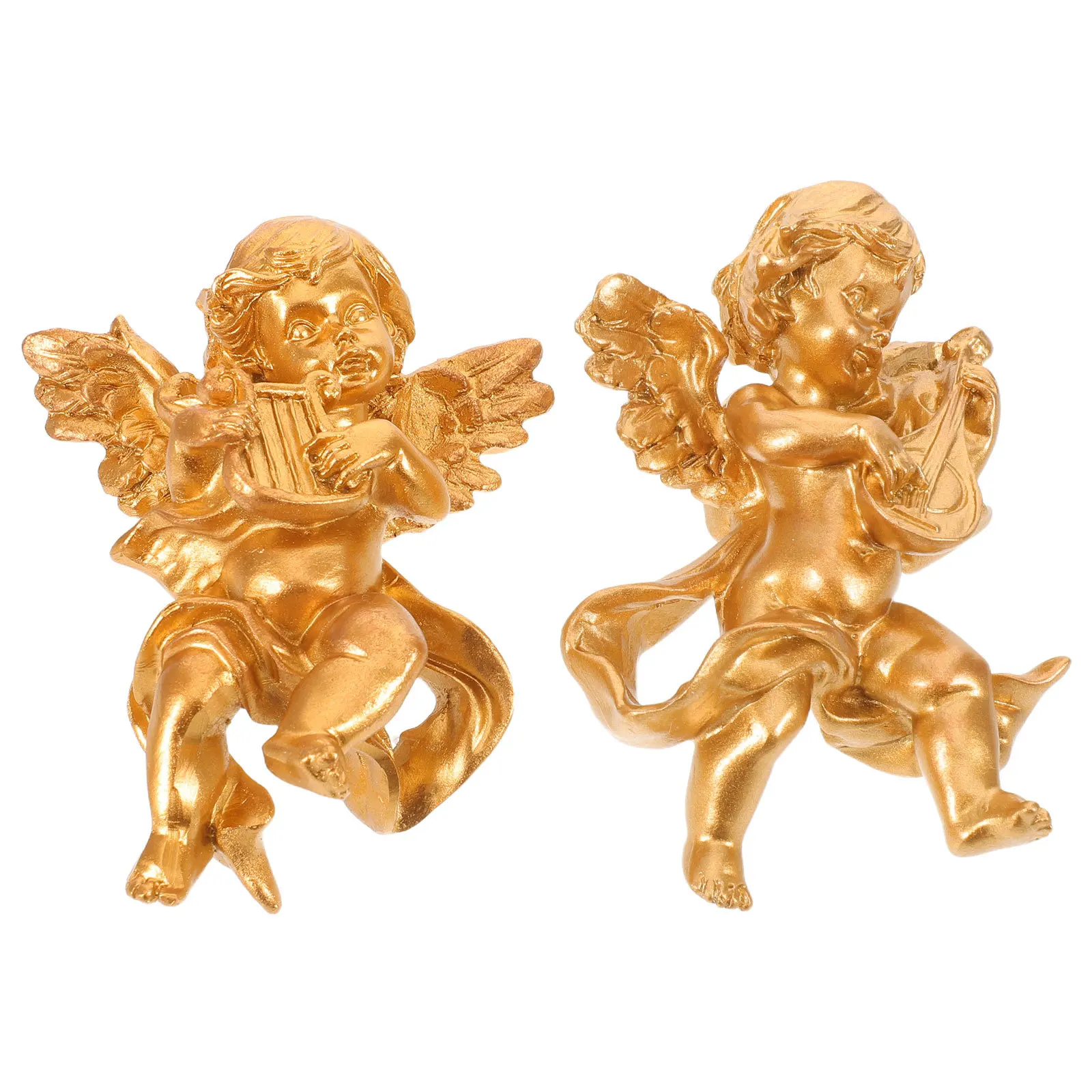 

2Pcs Vintage Cherub Sculpture Resin Wall Art for Garden Home Decor Angelic Hanging Statues European Style Ornate Design Cabinet