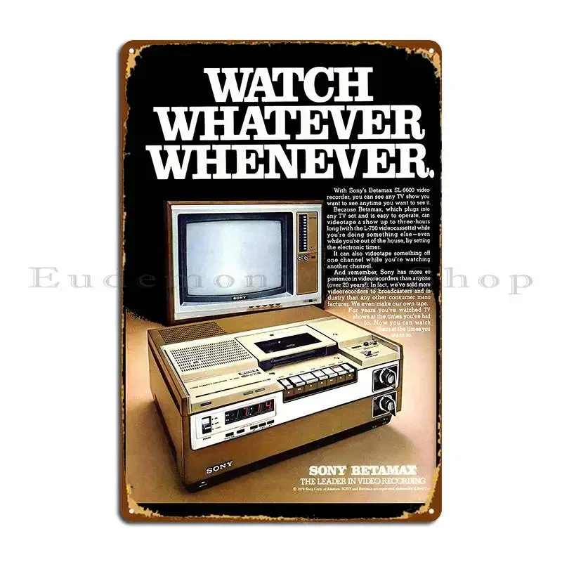 Betamax Video Recorder Advert Metal Plaque Poster Bar Club Create Custom Classic Tin Sign Poster