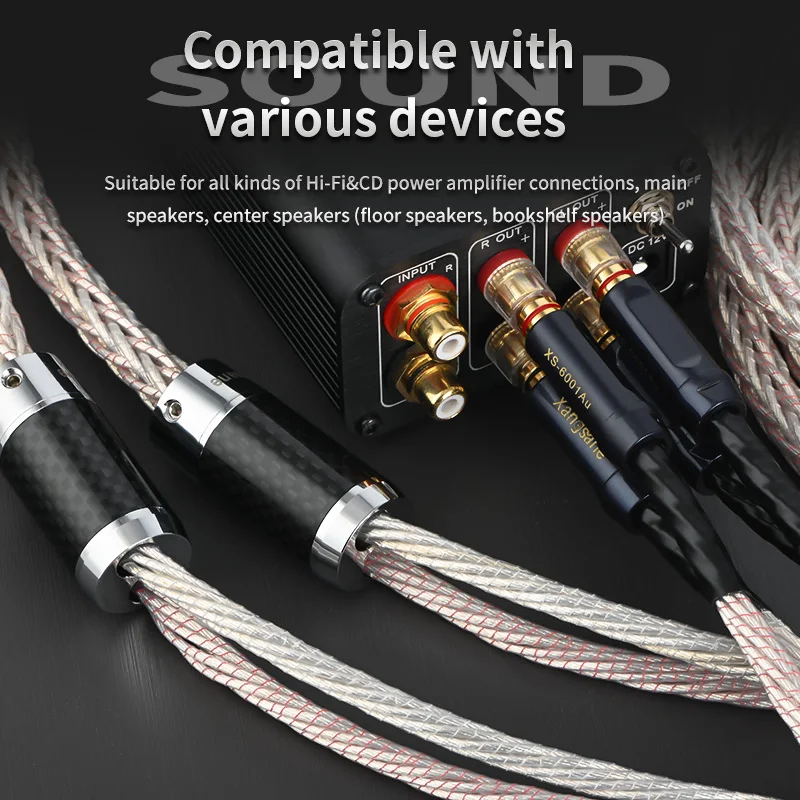 Audiophile Microspace Monocrystalline Copper Silver-plated Audio Speaker Cable Pure Copper Gold-plated Plug HIFI Speake