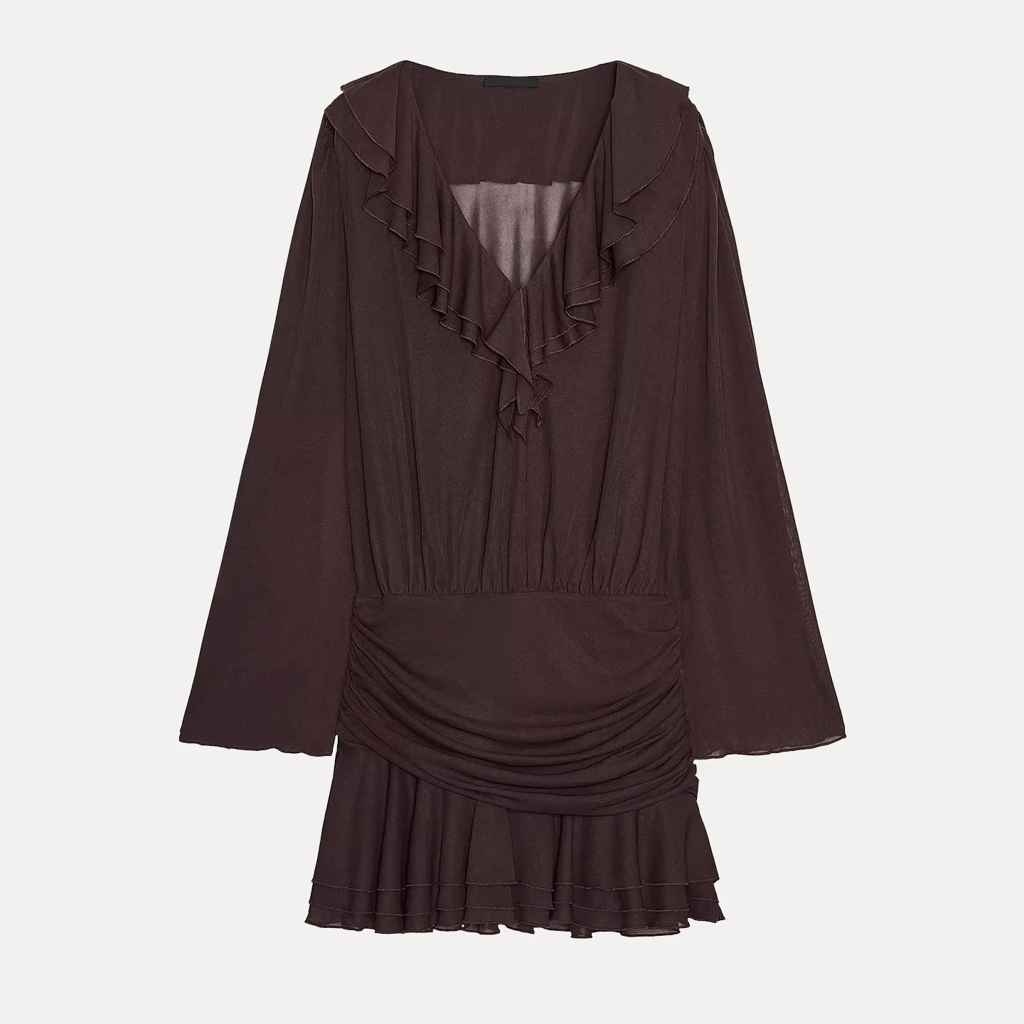 Casual em camadas decorativas feminino dr faionable outono 2025 longo sve v-ne outro material vestido feminino z marca