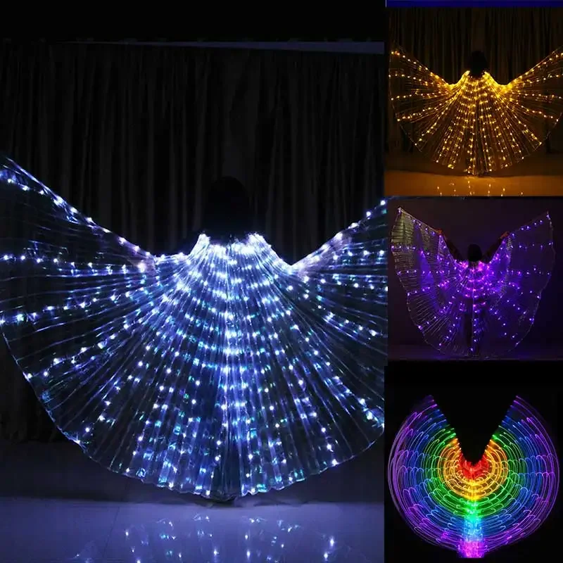 Rainbow Color Alas Angle Led Wings Costume Circus LED Light Luminous Costumes Party Show Isis Wings Adult Children Dancewear