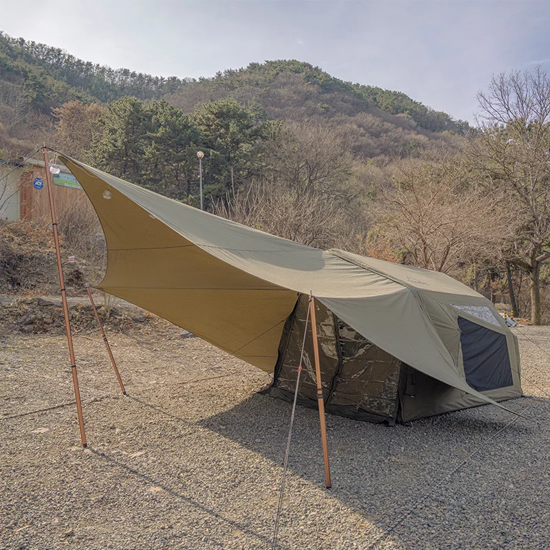 Coody Yustona Army Green Cotton Inflatable Air Tent 2-4 Person High Quality Durable Four Season Family Outdoor Camping Shelter