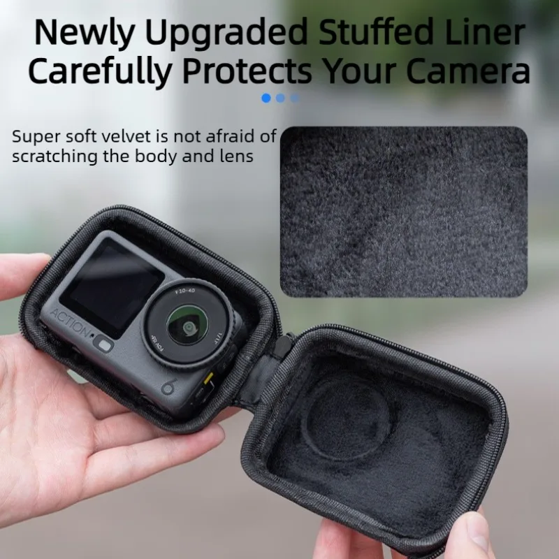 For DJI Action6 Mini Storage Case Body Bag Semi-opening Soft-Lined PU Portable Bag Action Camera Carrying Box Travel Storage Box