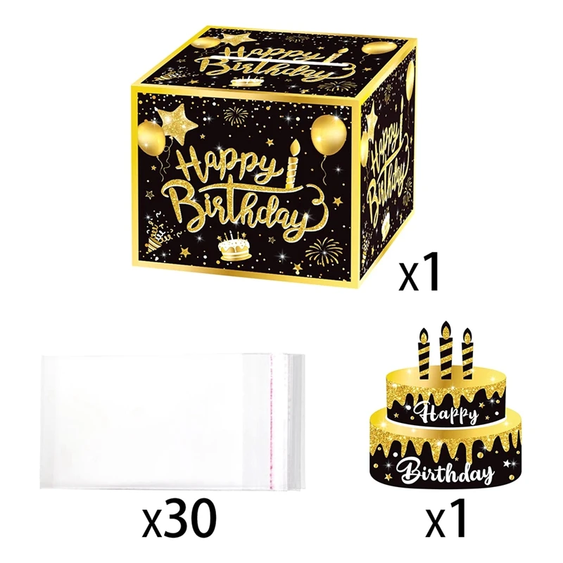 Money Box for Cash Birthday, Conjunto de presente com cartão de aniversário e sacos adesivos, durável, fácil de usar