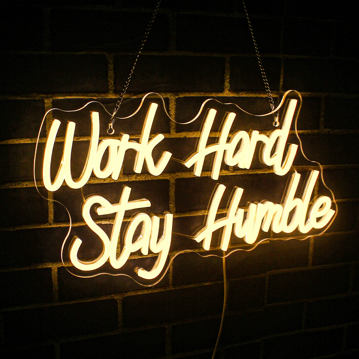 Imagem -02 - Work Hard Stay Humble Neon Sign Led Light Hustle Neon Lights para Quarto Sala Ginásio Sala de Aula Escritório Wall Decor